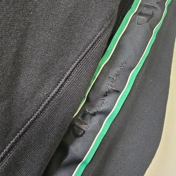 Champion Reverse Weave Hoodie Women's Size Small Pullover‎ Black Green Stripes - Picture 3 of 7